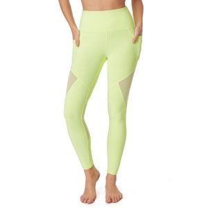 Brand New Gottex Core High Waist Side Pocket Neon Yellow Leggings Size S